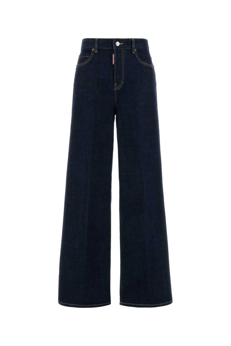 Dsquared2 Dsquared Stretch Denim Traveller Wide Leg Jeans In Blue