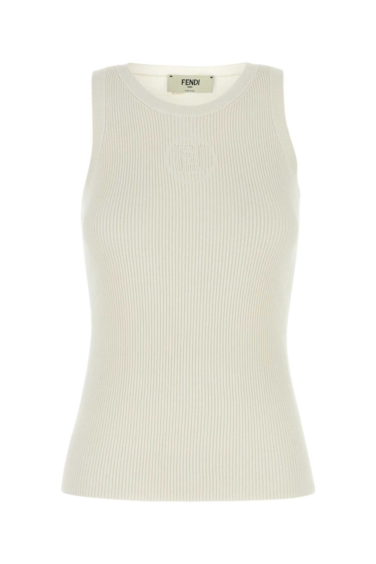 Fendi Top In Misto Seta Avorio Donna