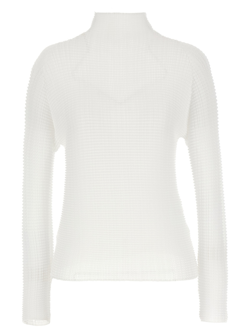 Issey Miyake White Wooly Pleats-56 Blouse In White