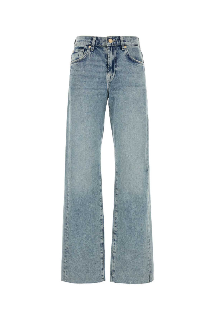 7 For All Mankind Womens Amuse Me Lotta Flared Straight-leg Mid-rise Stretch-denim Blend Jeans In Blue