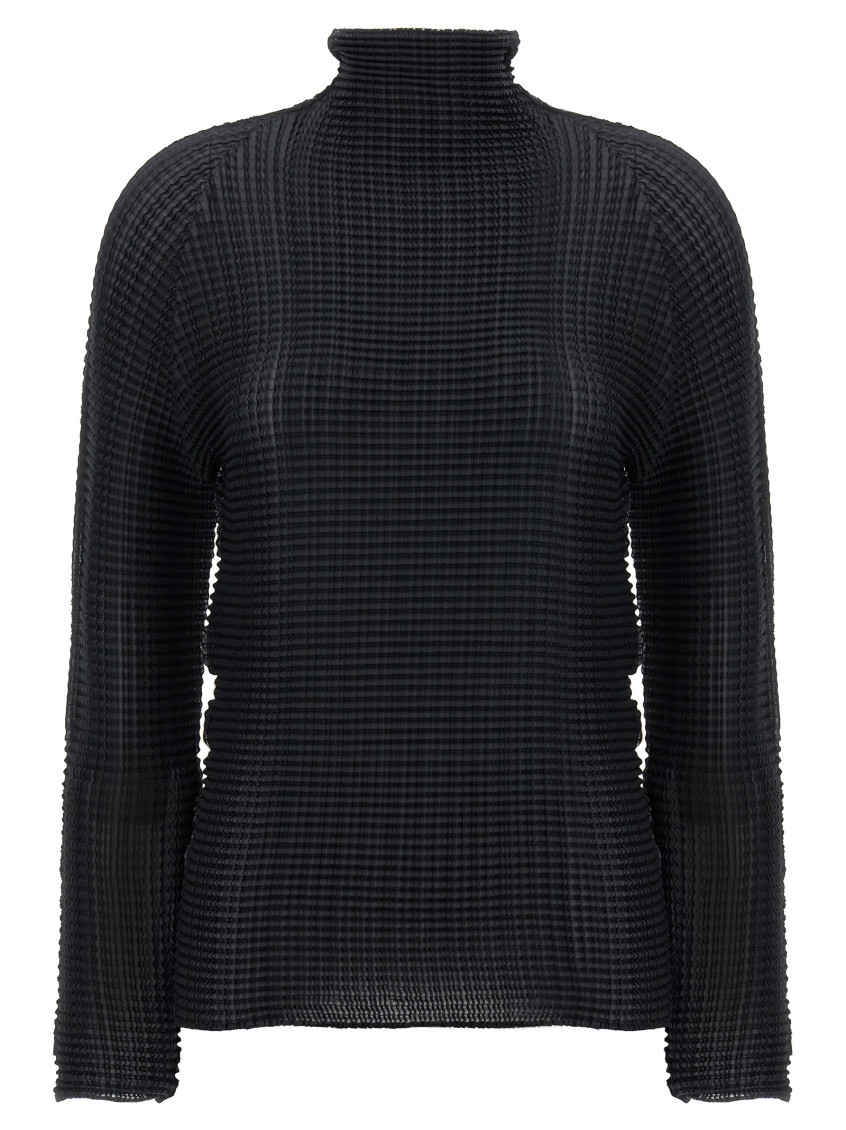 Issey Miyake Black Wooly Pleats Blouse In Black