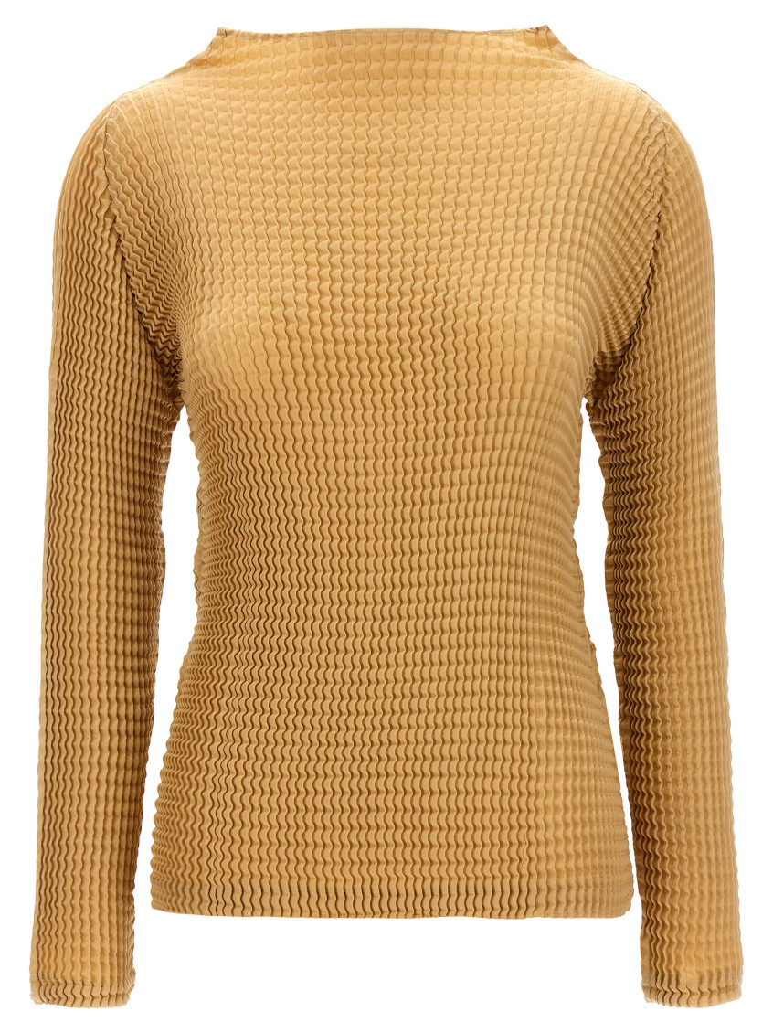 Issey Miyake Suede Like Pleats Shirt And Blouse Beige In Brown