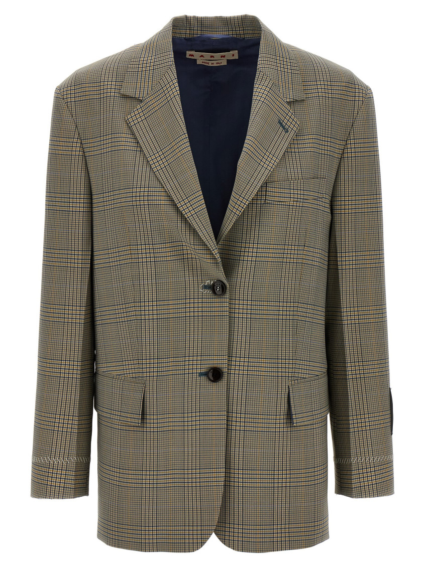 Marni Check Blazer Prince Of Wales In Green