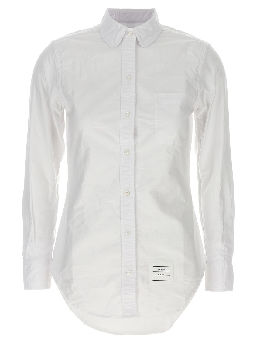 Thom Browne Oxford Cotton Shirt With Curved Hem In White
