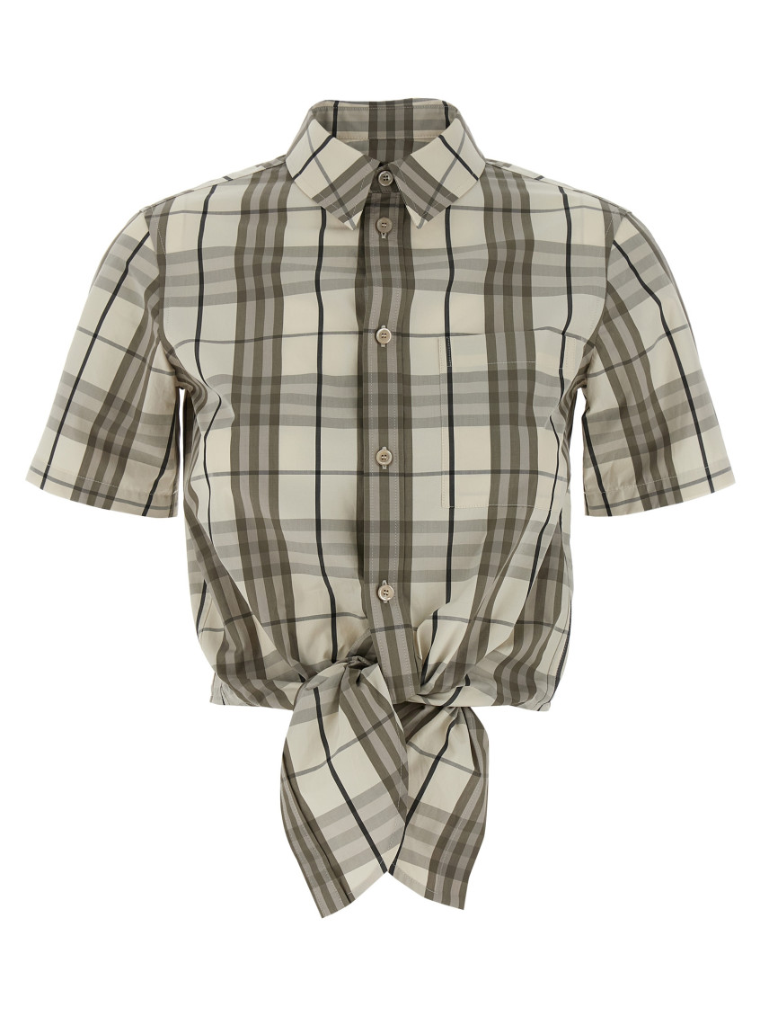 Burberry Short Sleeve Shirt Featuring Tie-front Detail