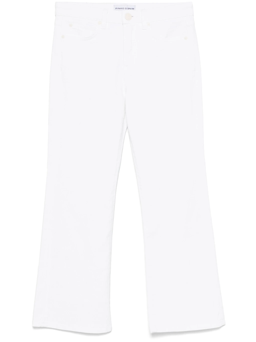 Pinko High Waist Flared Hem Five-pocket Trousers In White