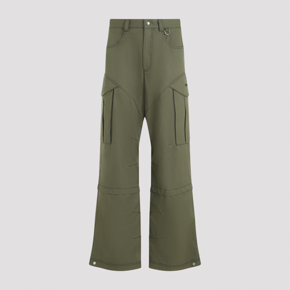 Shop Off-white Olive Cotton Straight Cargo Pant