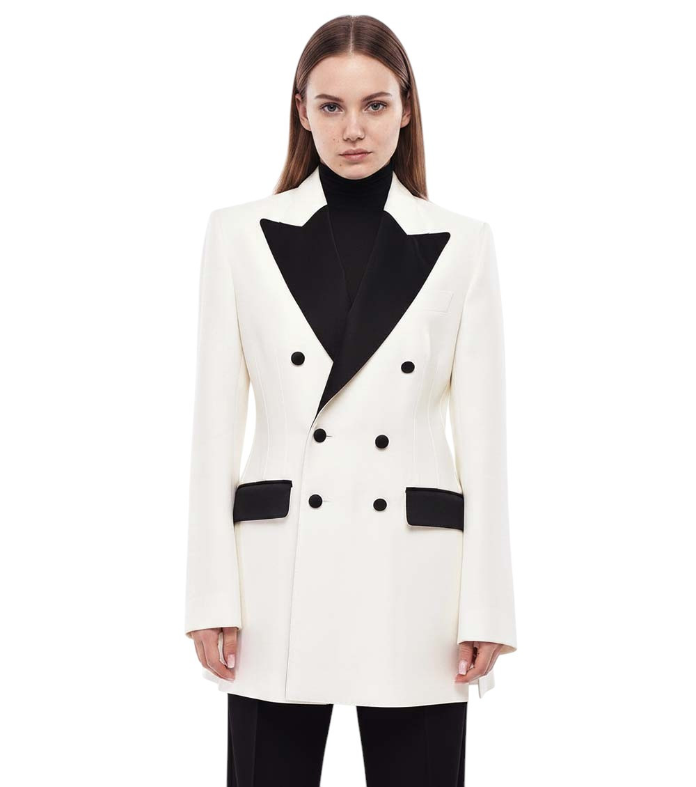 Dolce & Gabbana Women White Solid Peaked Lapel Jacket