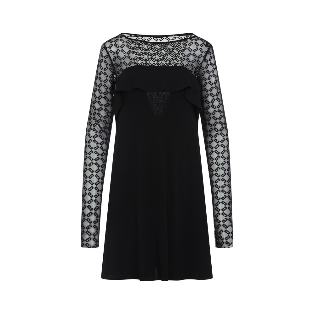 【送料&関税込】Givenchy Jersey And Tulle Mini Dress Givenchy Black Draped Jersey And Monogram Tulle Mini Dress