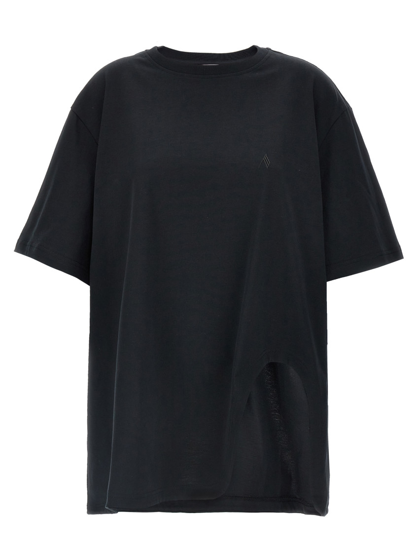 Shop Attico Black Oversized T-shirt With Moulded Split