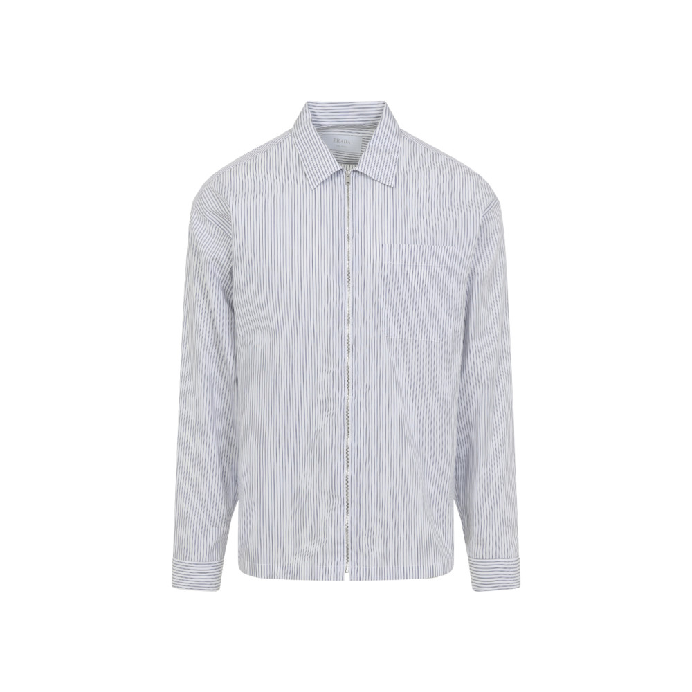 Prada Blue Zip Striped Shirt for Men Online India at Darveys.com
