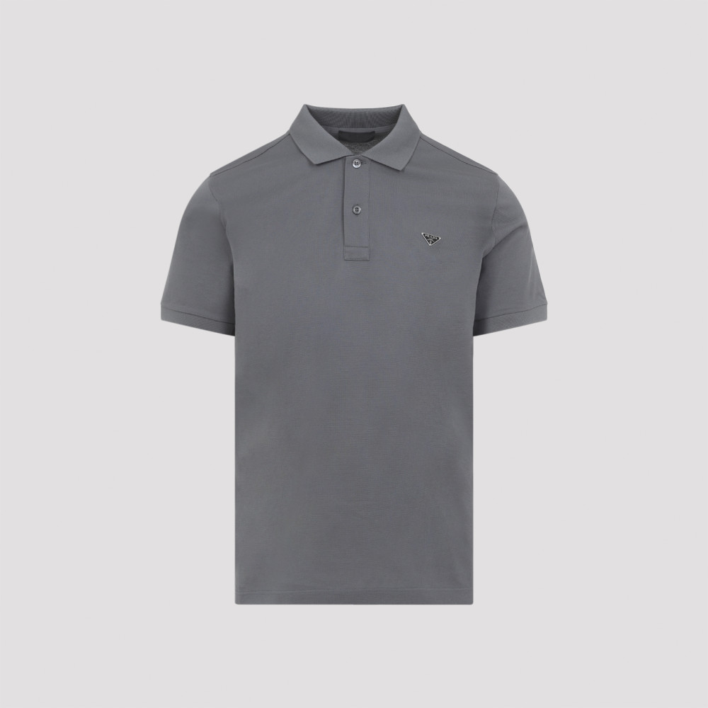 Prada Grey Short Sleeves Logo Polo for Men Online USA at Darveys.com