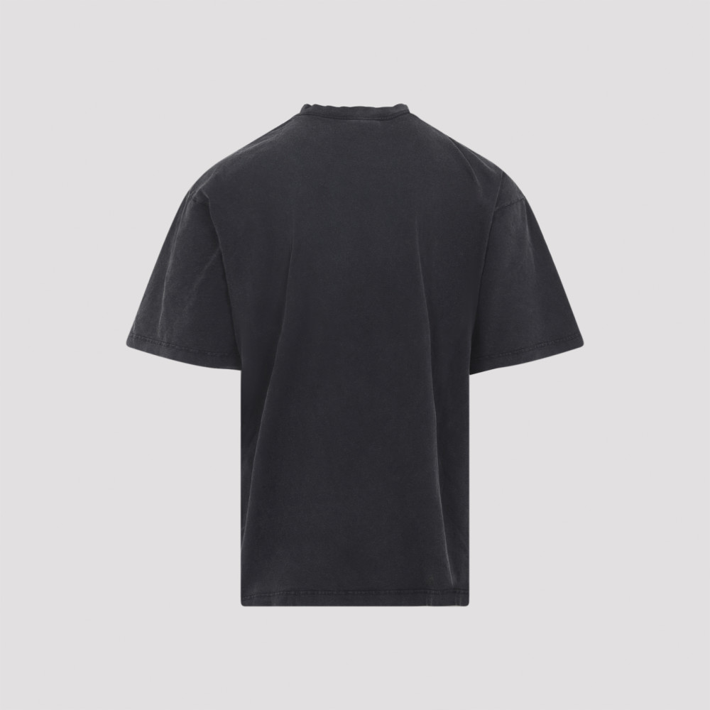 Balenciaga Washed Black Crewneck Graphic T-Shirt for Men Balenciaga Washed Black Crewneck Graphic T-Shirt for Men