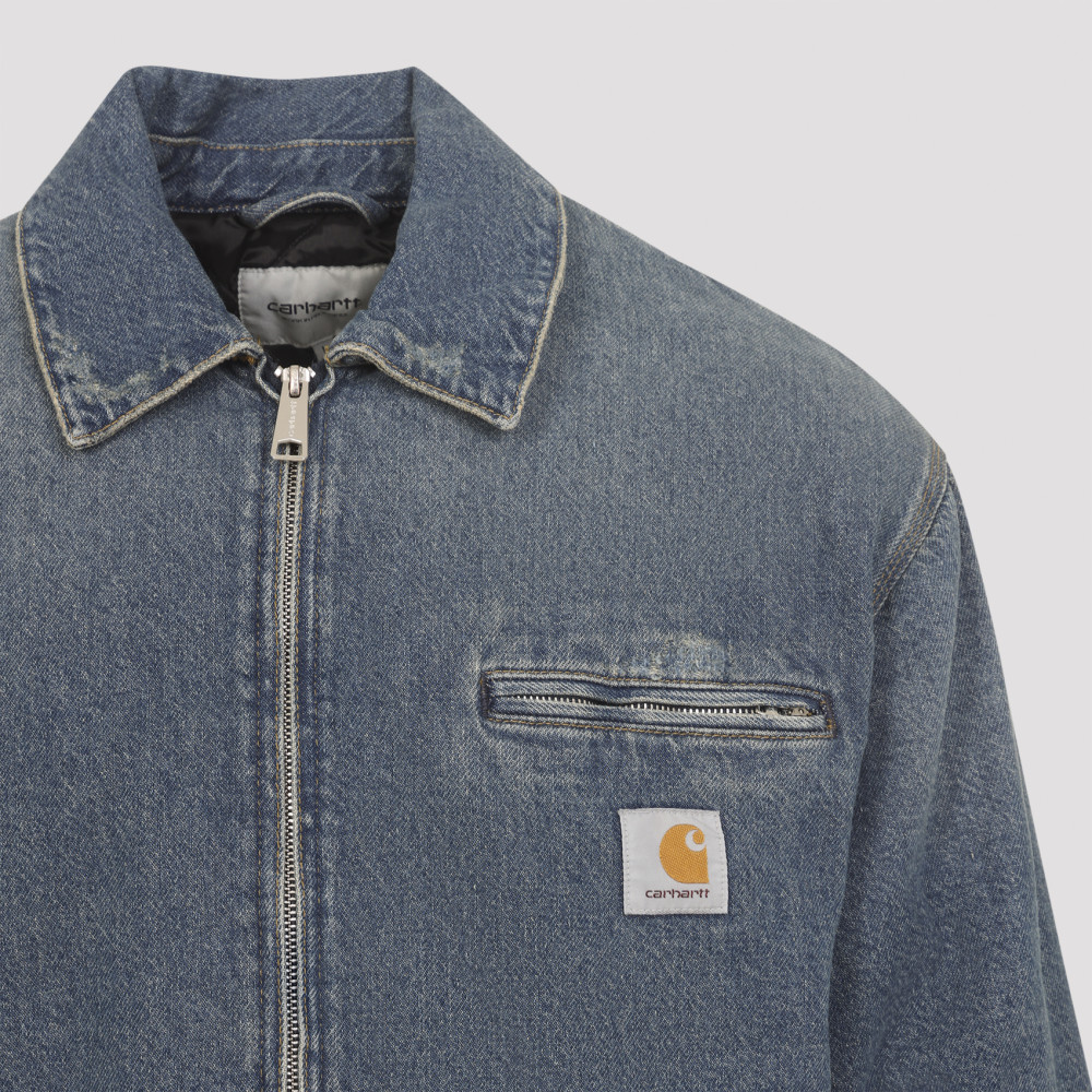Carhartt Blue Logo Patch Zip Denim Jacket for Men Online India at