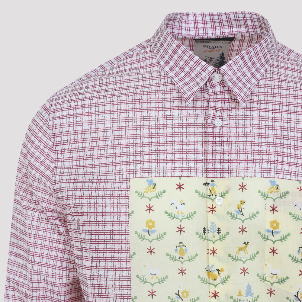 Prada Red Check Pattern Floral Print Shirt for Men Online India at