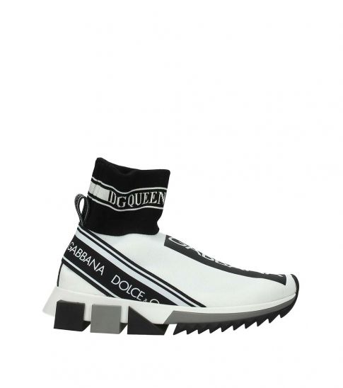 Dolce & Gabbana White Logo Print  Sock Sneakers