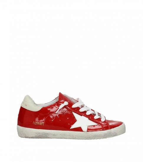 red patent sneakers