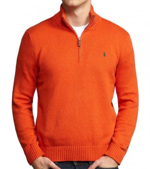 orange half zip sweater