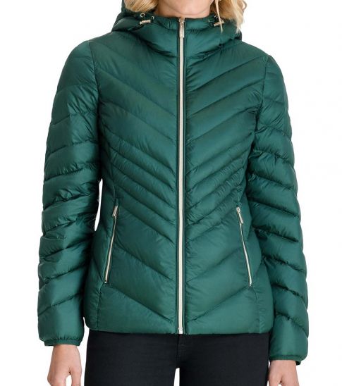 Michael Kors Dark Emerald Hooded Packabl Puffer Jacket for Women Online ...