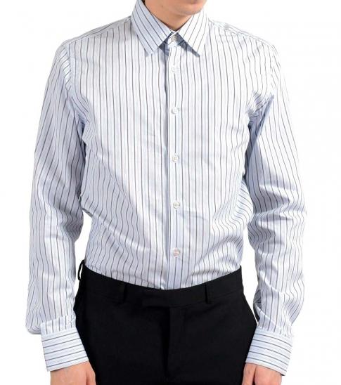 Prada White Striped Dress Shirt for Men 