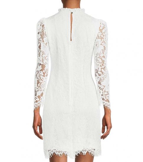 vince camuto ruffle neck shift dress