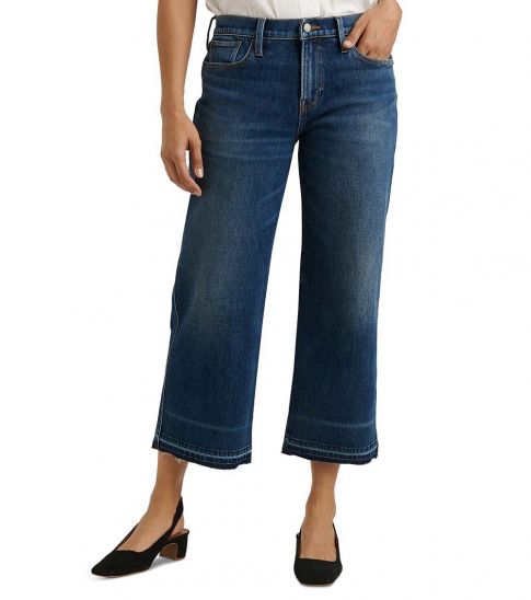 mid rise wide leg cropped jeans