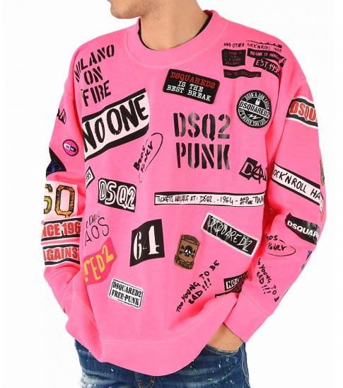 Dsquared2 Pink Patch Printed Sweatshirt 