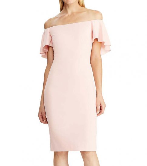 Light Pink Off Shoulder Ruffled Dress 