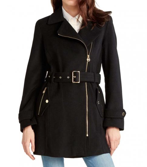asymmetrical belted coat michael kors