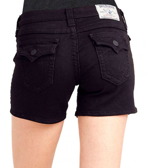 True Religion Black Denim Shorts