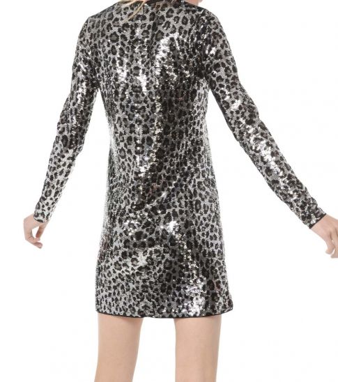 Michael Kors Metal Sequined Long-Sleeve Dress