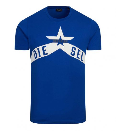 Diesel Royal Blue Graphic Logo T Shirt For Men Online India At Darveys Com