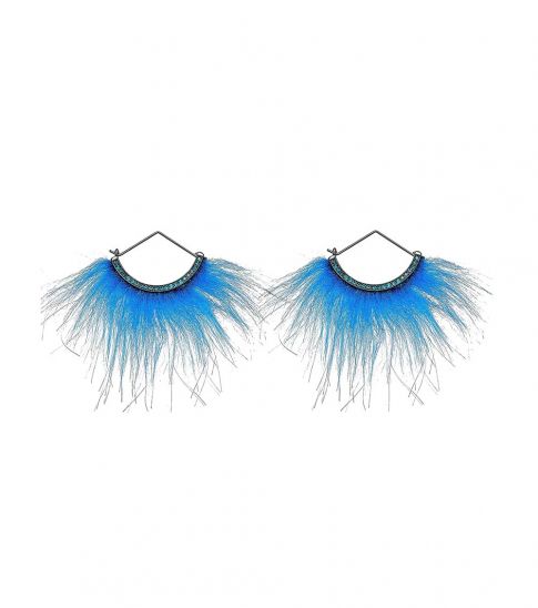 Betsey Johnson Blue Faux Fur Earrings For Women Online India At Darveys Com