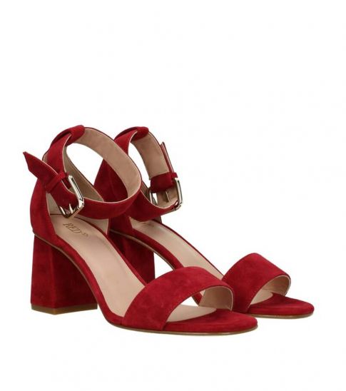 Red Valentino Red Open Toe Suede Heels 
