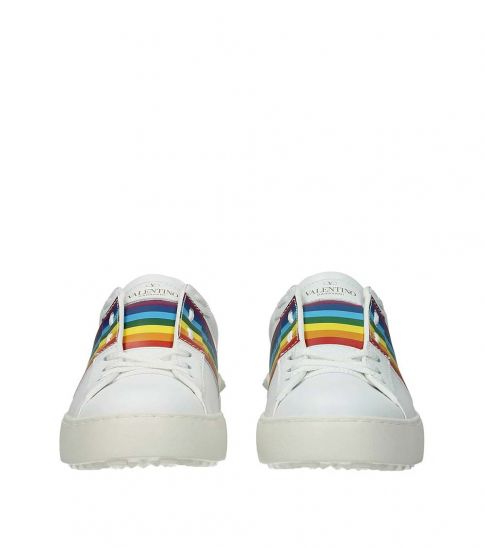 Valentino Garavani White Multicolor Leather Sneakers