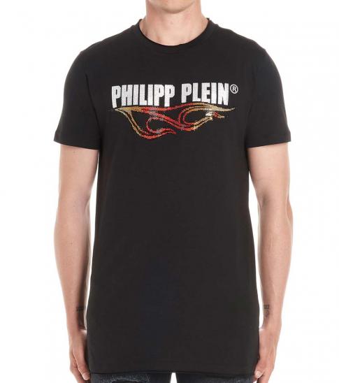 Philipp Plein Black Flame Logo T Shirt For Men Online India At Darveys Com Multifunctional purse in leather with shoulder strap, chain handle, and belt straps. darveys