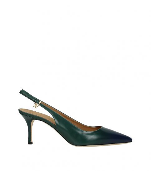 green slingback heels