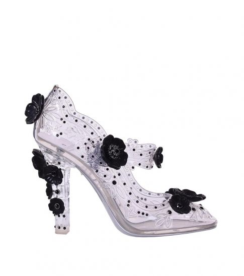 Gabbana Silver Floral Cinderella Heels 