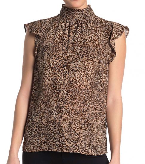 Vince camuto smocked neck blouse on sale