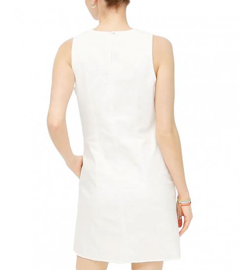j crew white denim shift dress