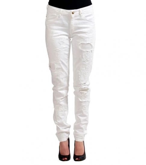 womens white distressed skinny jeans