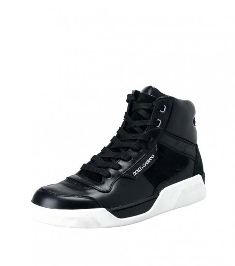 high top black leather sneakers