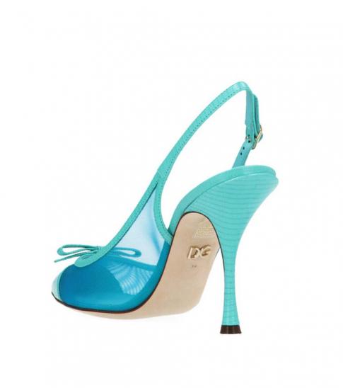 Gabbana Light Blue Bow Slingback Heels 