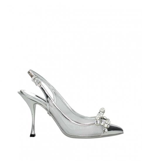 dolce and gabbana silver heels