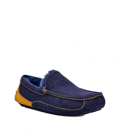 ugg suede loafers with faux fur detail