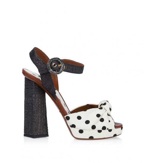 white polka dot heels