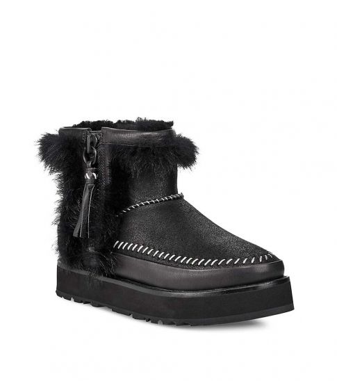 fluff punk shearling & leather booties