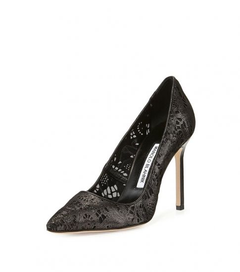black laser cut heels