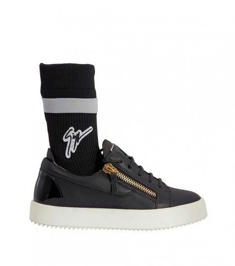 black zip sneakers
