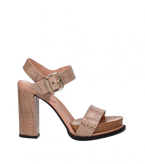 Tod's Pink Snake Print Leather Heels